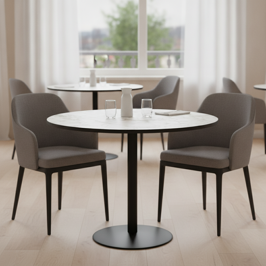 Laminate Carrara Marble Table Top 600mm for Hospitality Use