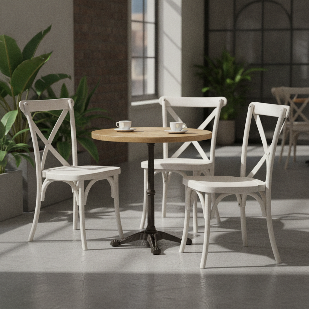 Polypropylene Cross-Back Chairs 895x492mm for Cafés & Bistros (Pack of 4)