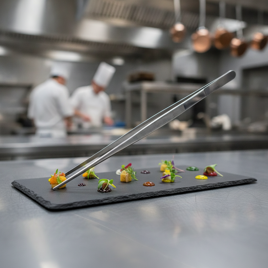 Stainless Steel Round Tipped Tweezers 300mm for Food Presentation