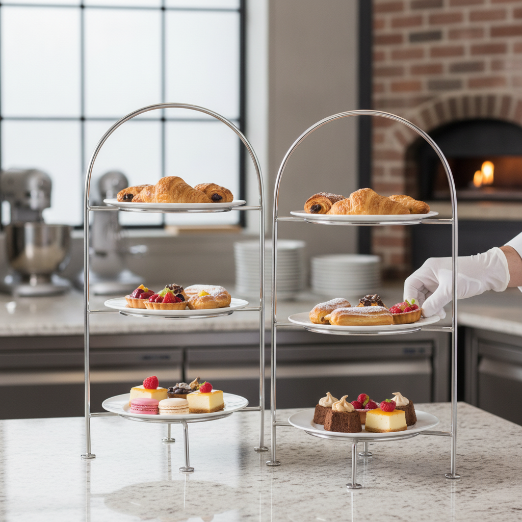 Stainless Steel 3-Tier Cake Stand for Showcasing Pastries (Pack of 2)