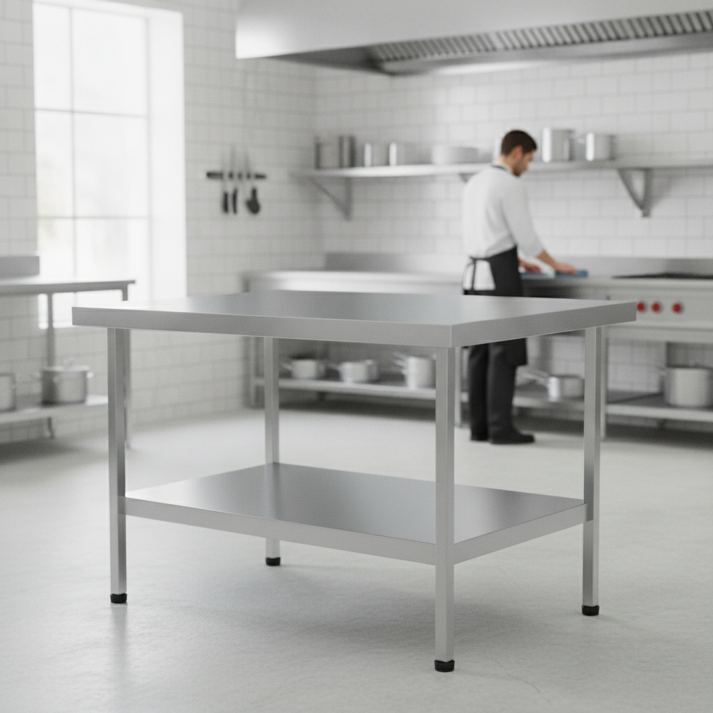 304 Stainless Steel Centre Table 900mm for Food Preparation
