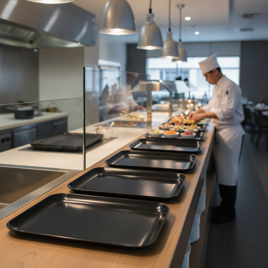 Melamine Rectangular Tray Black for Buffet Presentations