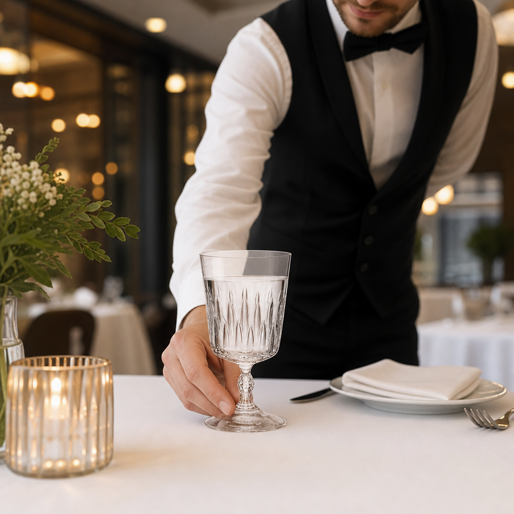 Glass Stemmed Water Glasses 290ml for Professional Catering (Pack of 12)