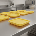 Polyethylene Square Food Storage Container Lid Yellow for Food Preparation
