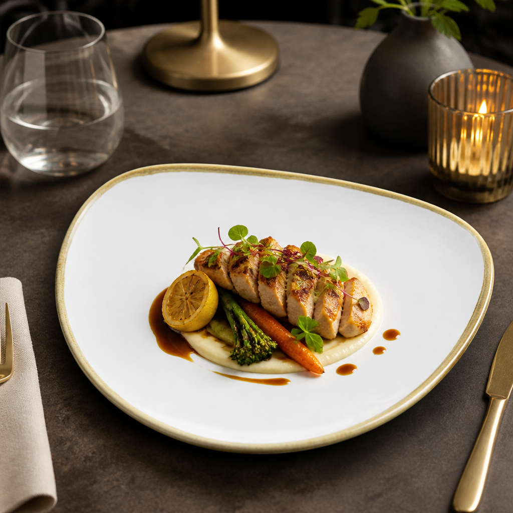 Triangular Plates White Porcelain for Modern Dining (Pack of 6)