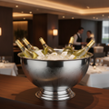 Polished Stainless Steel Wine & Champagne Bowl 12L for Entertaining