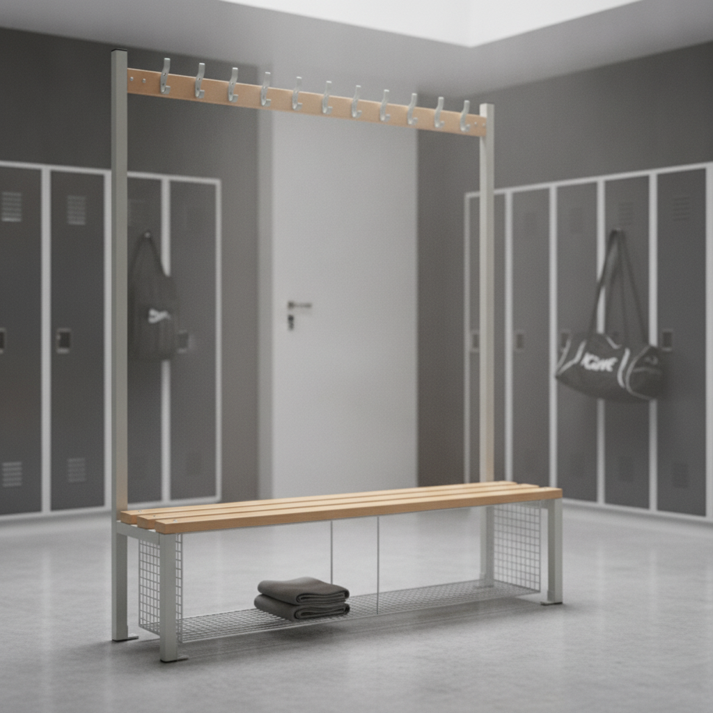 Powder Coated Steel Single-Sided Island Seating for Changing Rooms