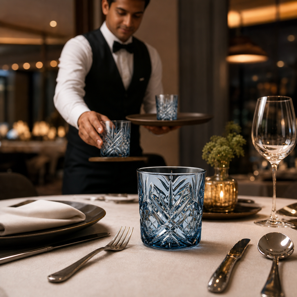 Glass Blue Tumblers 300ml for Elegant Table Settings