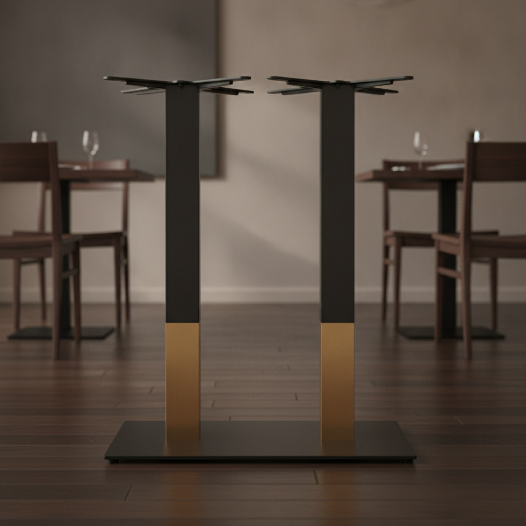 Steel Rectangular Table Base Black with Gold Accent 700x400mm for Indoor Use