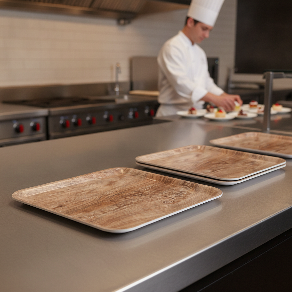Laminate Rectangular Tray Light Olive for Cafeterias & Dining Halls