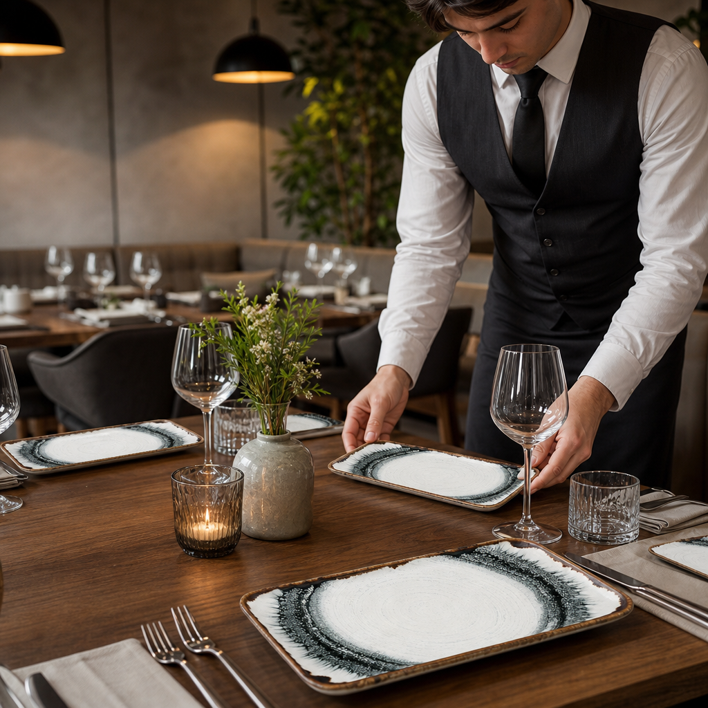 Vitrified Coupe Plates 270x160mm China for Table Settings (Pack of 12)