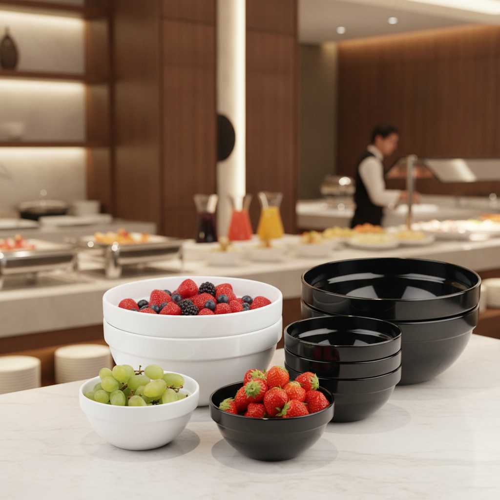 Melamine White Bowl 0.5L for Buffets & Catering
