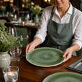 Round Coupe Plates Green Vitrified Ceramic for Elegant Table Settings (Pack of 12)