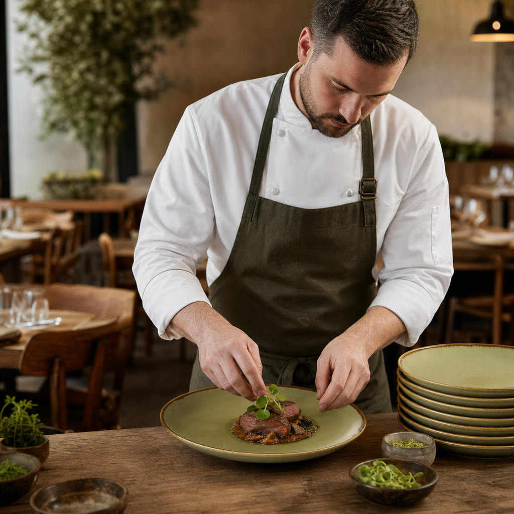 Coupe Plates 288mm Green Porcelain for Farm-to-Table Dining (Pack of 12)