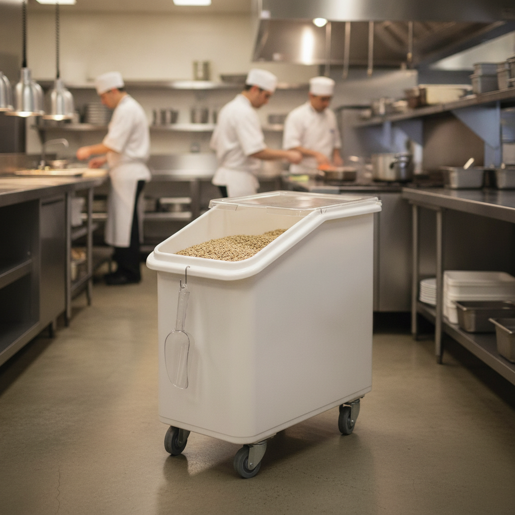 Polyethylene Mobile Ingredient Bin 102L for Kitchen Use