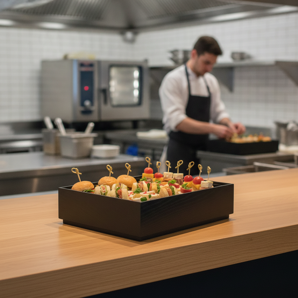 Black Oak Wooden Box GN 1/2 for Catering Presentations