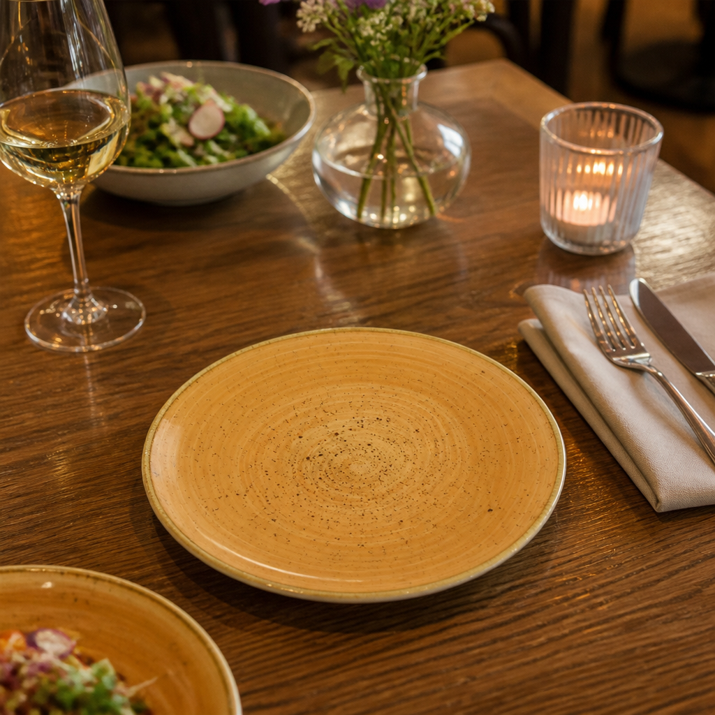 Coupe Plates 165mm Orange Vitrified Ceramic for Dining Experiences (Pack of 12)