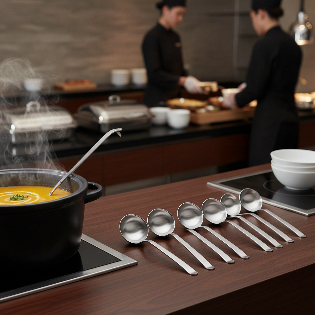 18/10 Stainless Steel Velvet Soup Ladles for Buffet Service (Pack of 12)