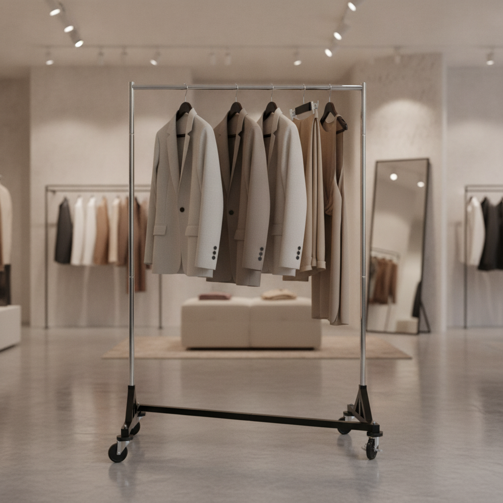 Heavy Duty Steel Garment Rail with 1700mm Drop for Public Areas