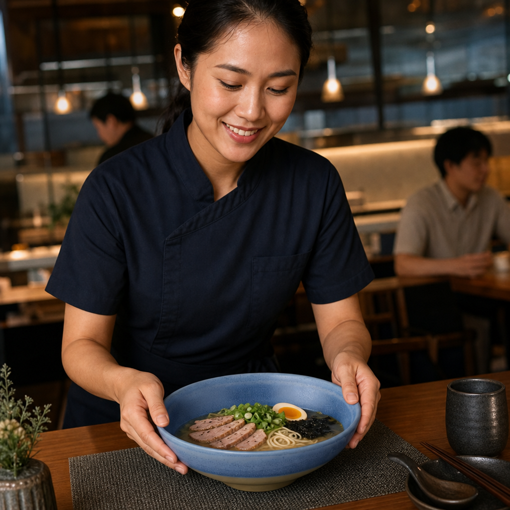 Ramen Bowls 1280ml Blue Vitrified Stoneware for Dining (Pack of 6)