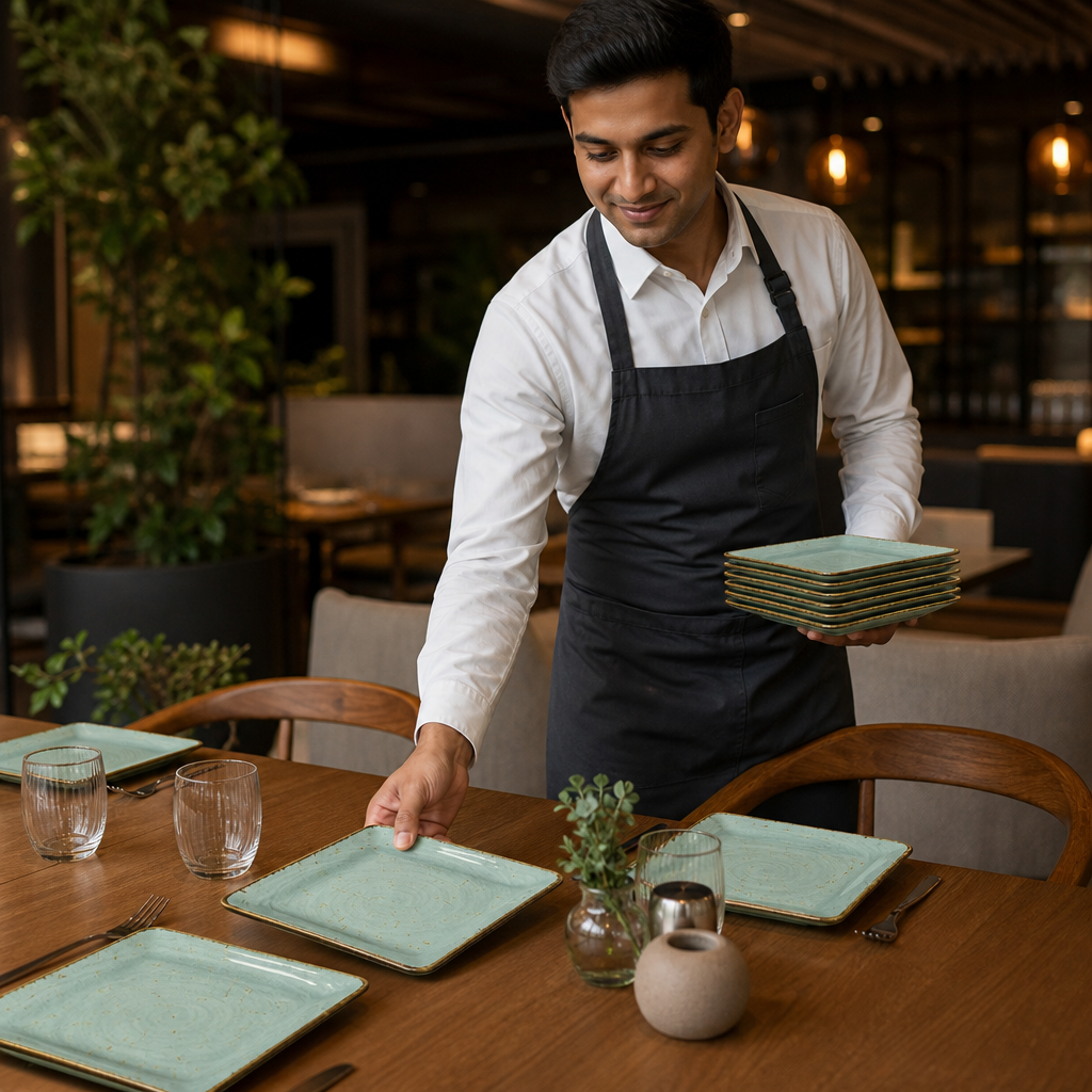 Square Plates 228mm Melamine for Casual Dining (Pack of 6)