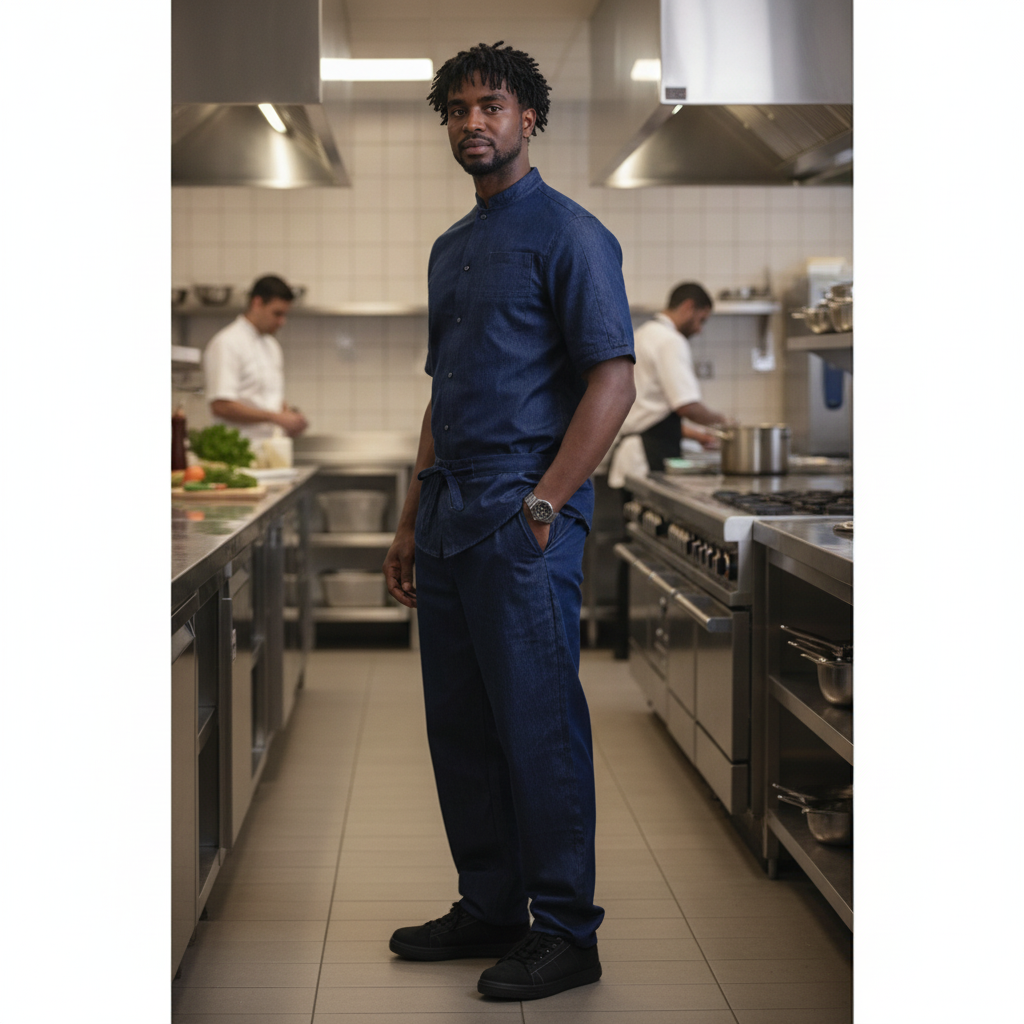 Cotton Denim Chef Trousers for Hot Kitchens (XS)