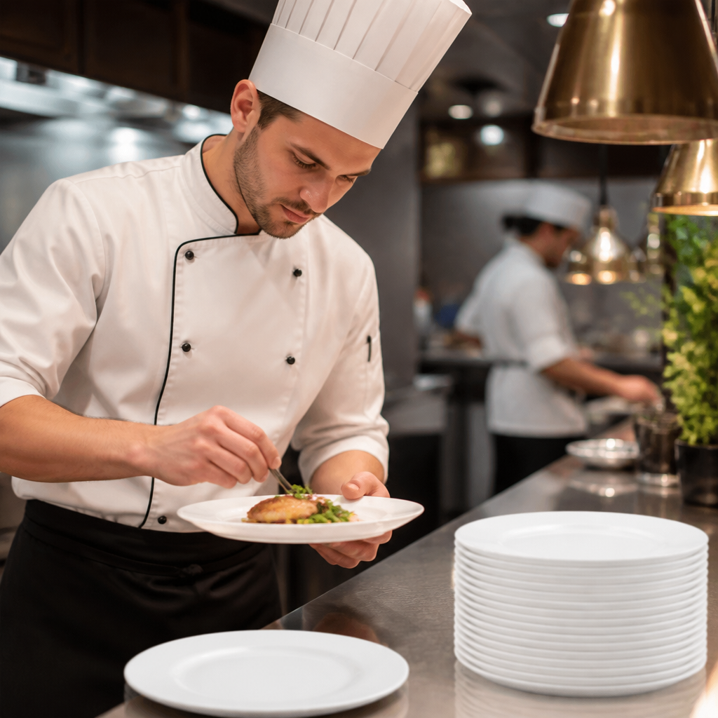 Plates 240mm White Glass for Restaurants & Catering (Pack of 24)
