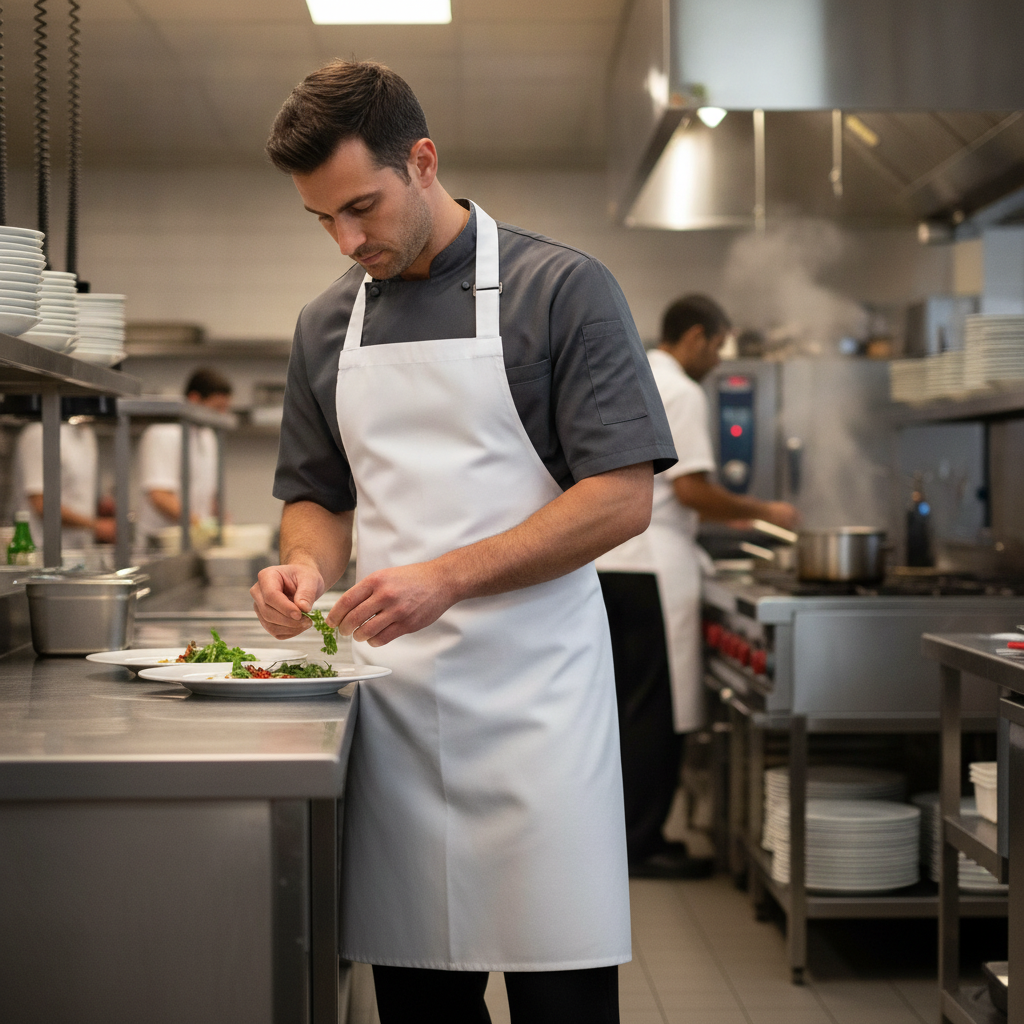 Polycotton White Bib Apron for Professional Use