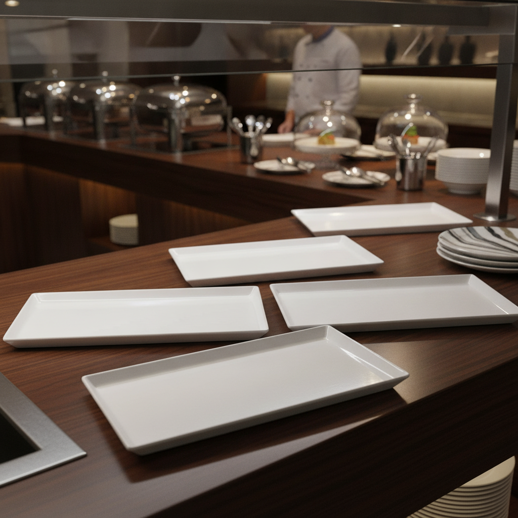 Melamine Rectangular Trays 580x200mm for Buffet Displays (Pack of 4)