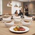 Super Vitrified Ceramic White Gravy Boat 112ml for Dining (Pack of 6)