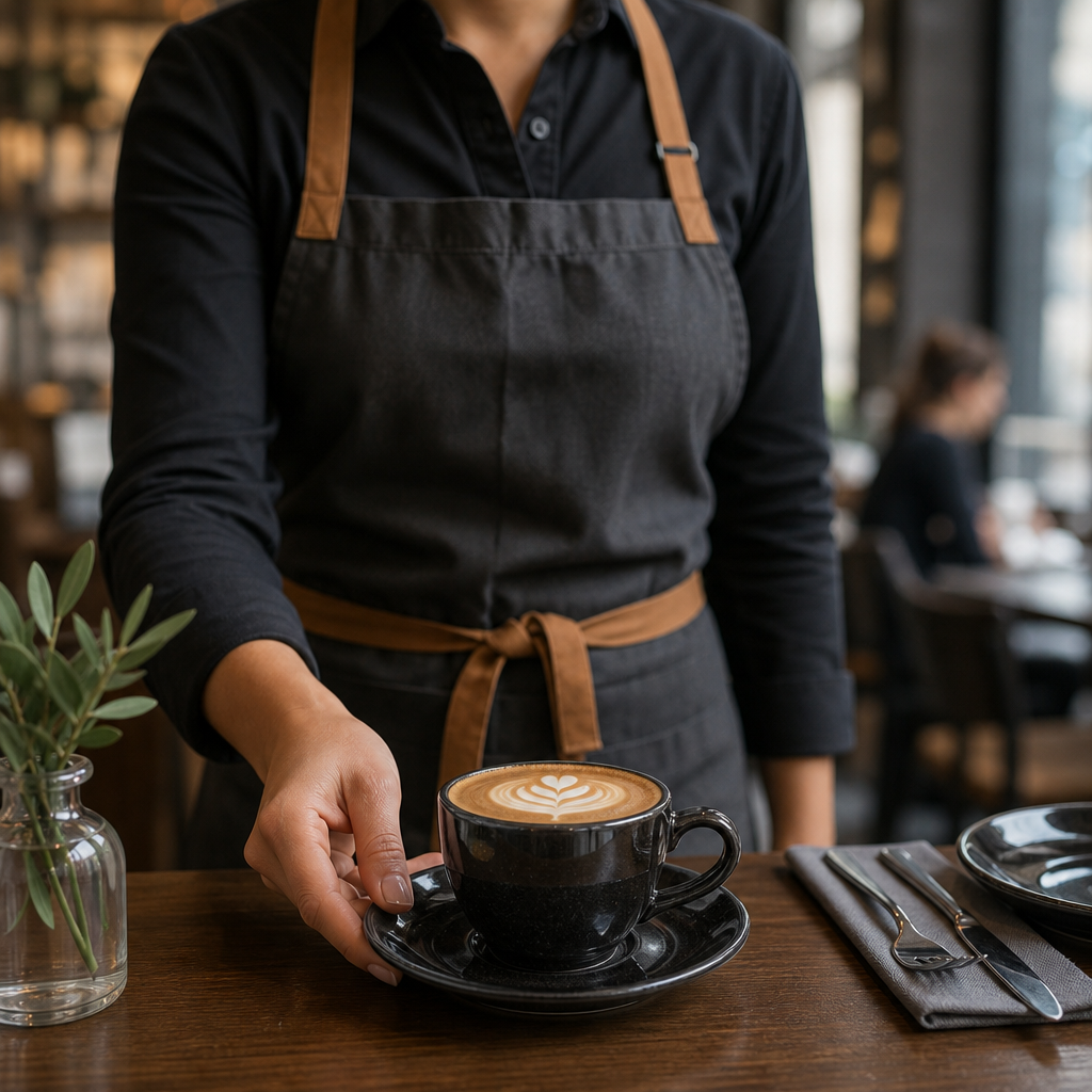 Cappuccino Saucers 158mm Black Porcelain for Cafés (Pack of 12)