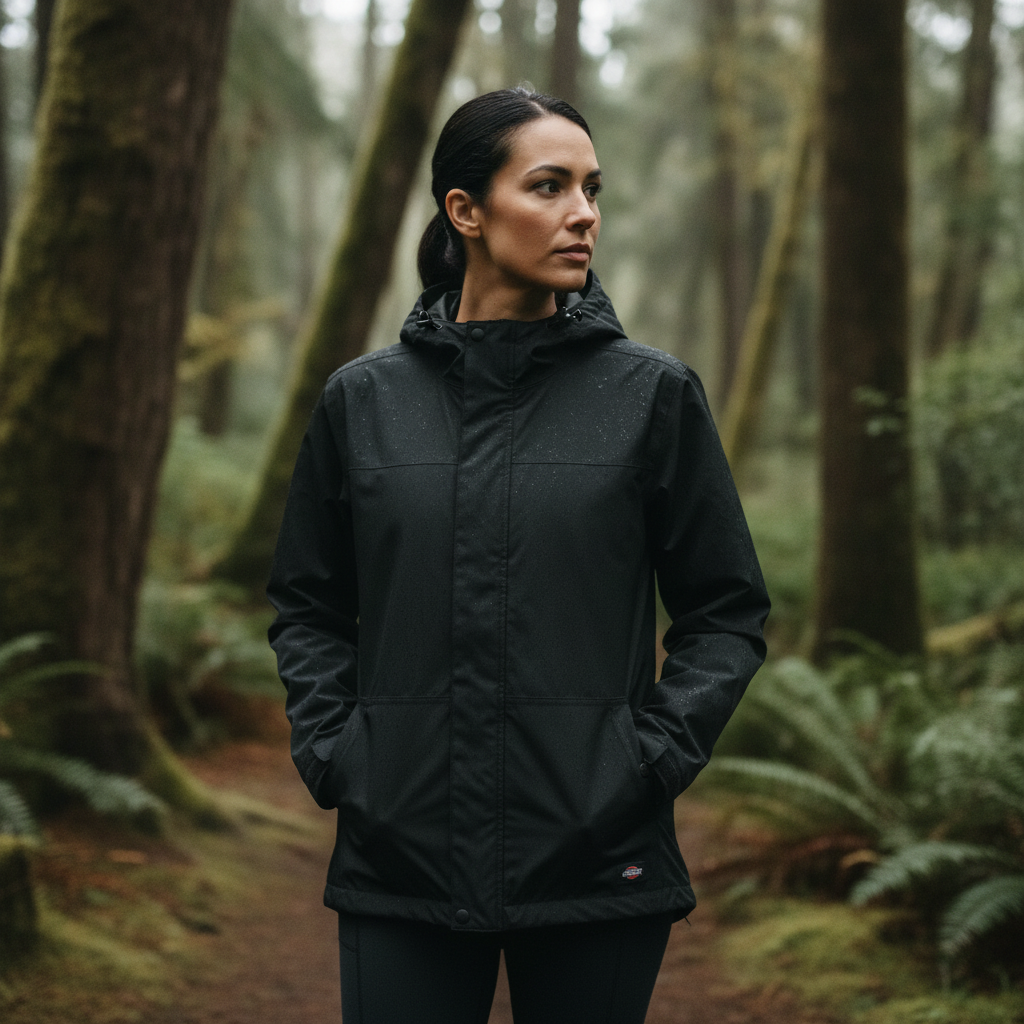 Polyamide Waterproof Rain Jacket Black for Outdoor Use