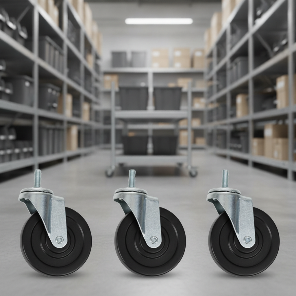 Heavy Duty Black Castors for Shelving Units (Set of 4)