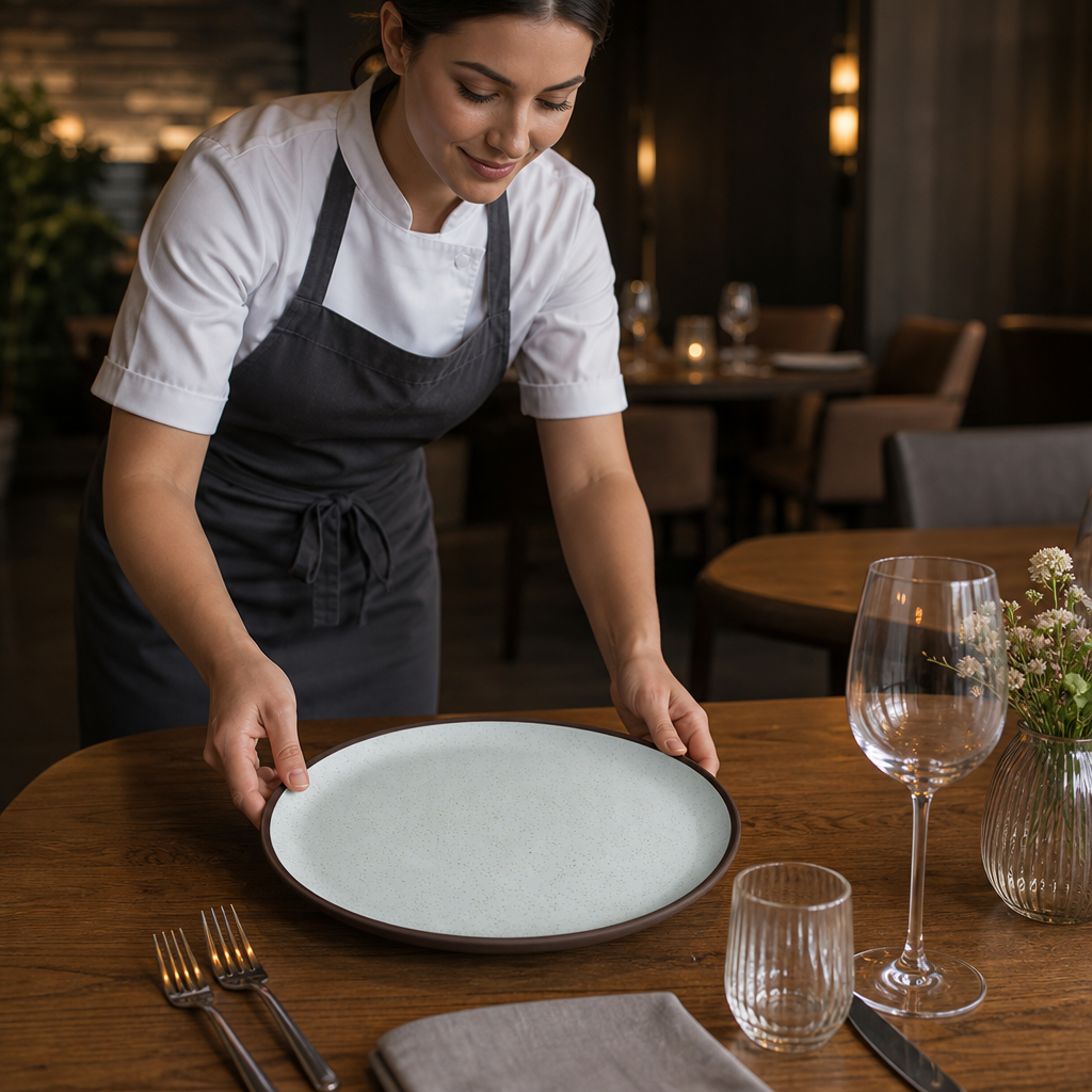 Sea Salt Plates 240mm Vitrified Stoneware for Dining (Pack of 12)