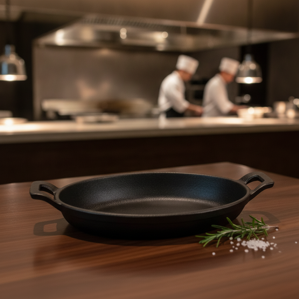 Cast Iron Oval Eared Dish 180x120mm for Oven-to-Table Service