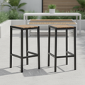 Acacia Wood & Powder-Coated Steel Bar Stools 750x350mm for Outdoor Areas (Pack of 2)