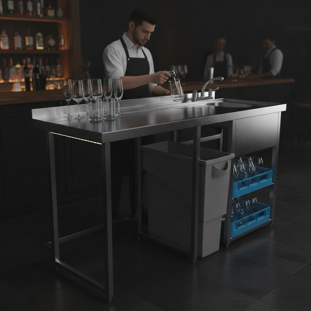 Stainless Steel Glass Wash Station 1600mm for Bars & Pubs