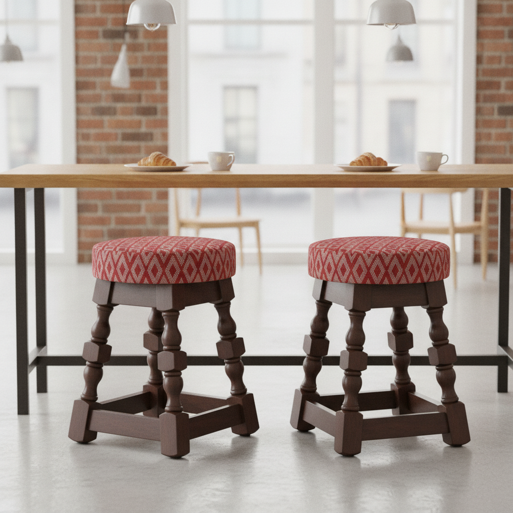 Rubber Wood Low Bar Stools 500x345mm for Casual Dining (Pack of 2)