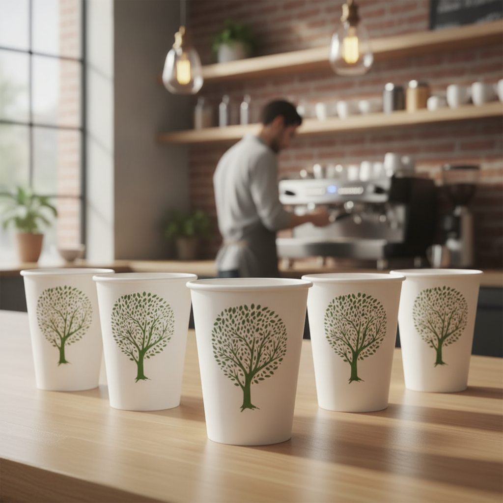 Compostable White Hot Cups 12oz for Takeaway Drinks (Pack of 1000)