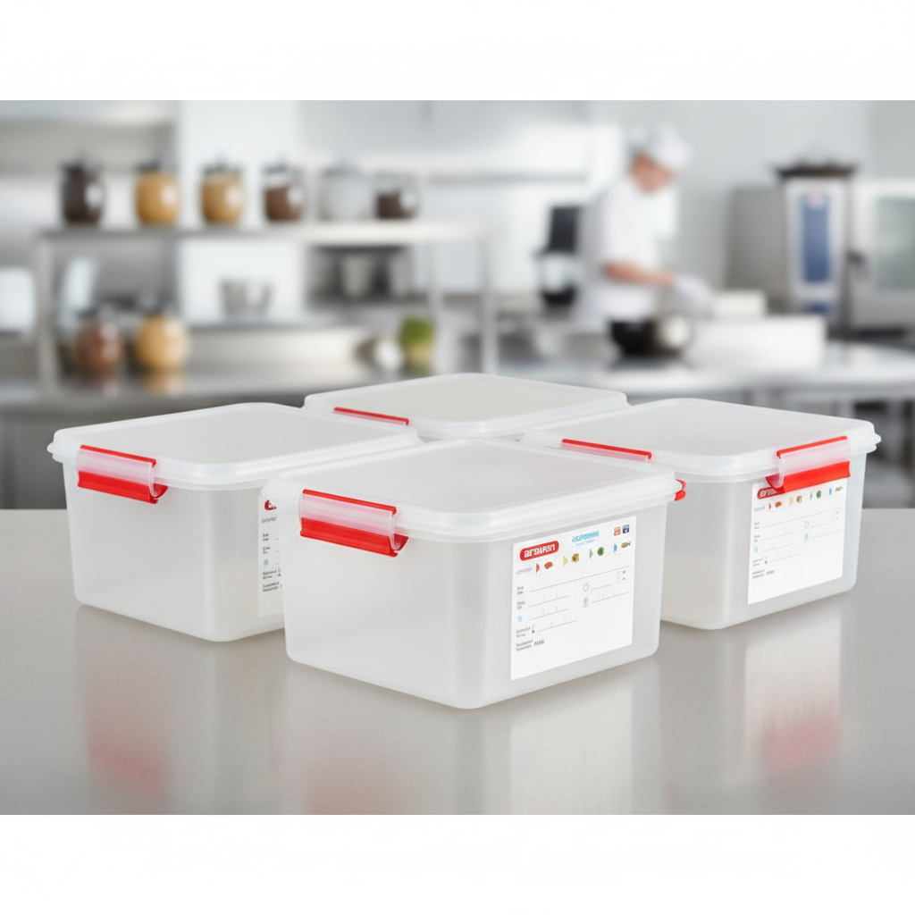 Polypropylene 10L Gastronorm Food Container for Professional Kitchens (Pack of 4)