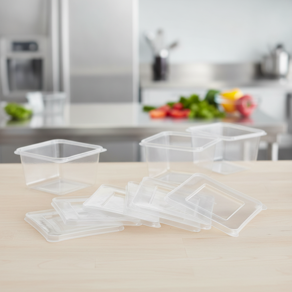 Clear rPET Lids for 220ml Square Containers (Pack of 90)
