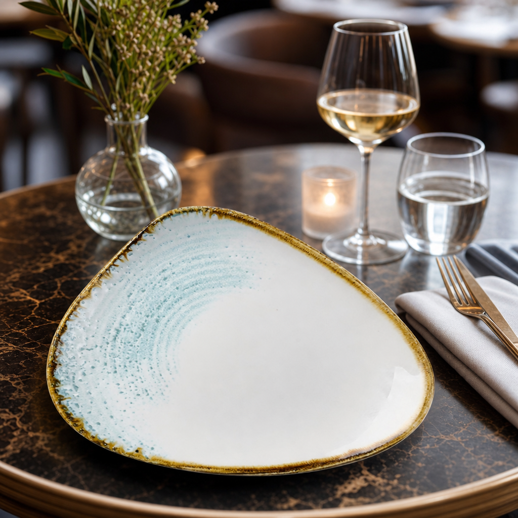 Triangle Plates 192mm Aqua Vitrified Ceramic for Dining & Entertaining (Pack of 12)