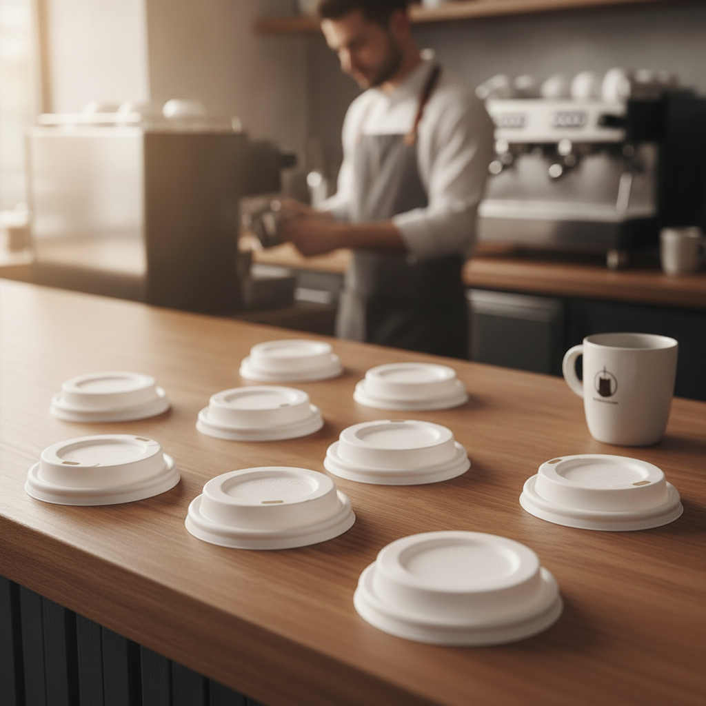 Bagasse Coffee Cup Lids 340ml for Eco-Friendly Use (Pack of 1000)