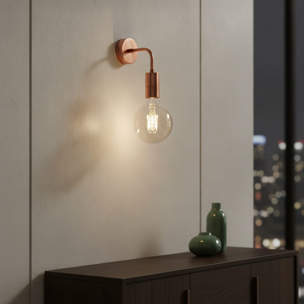 Copper Sleek Edison Wall Light 140mm for Modern Interiors