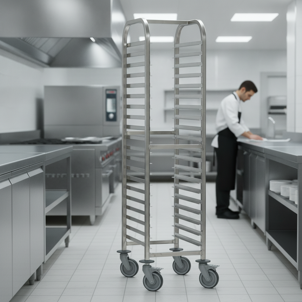 Stainless Steel Gastronorm Racking Trolley 20 Shelf for Commercial Use