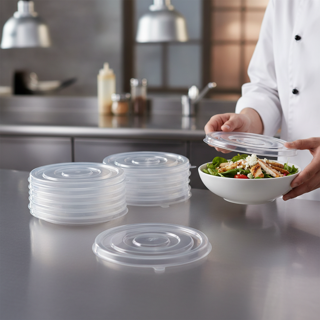 Clear PET Lids for 400ml & 500ml Bowls for Takeaway Food (Pack of 50)