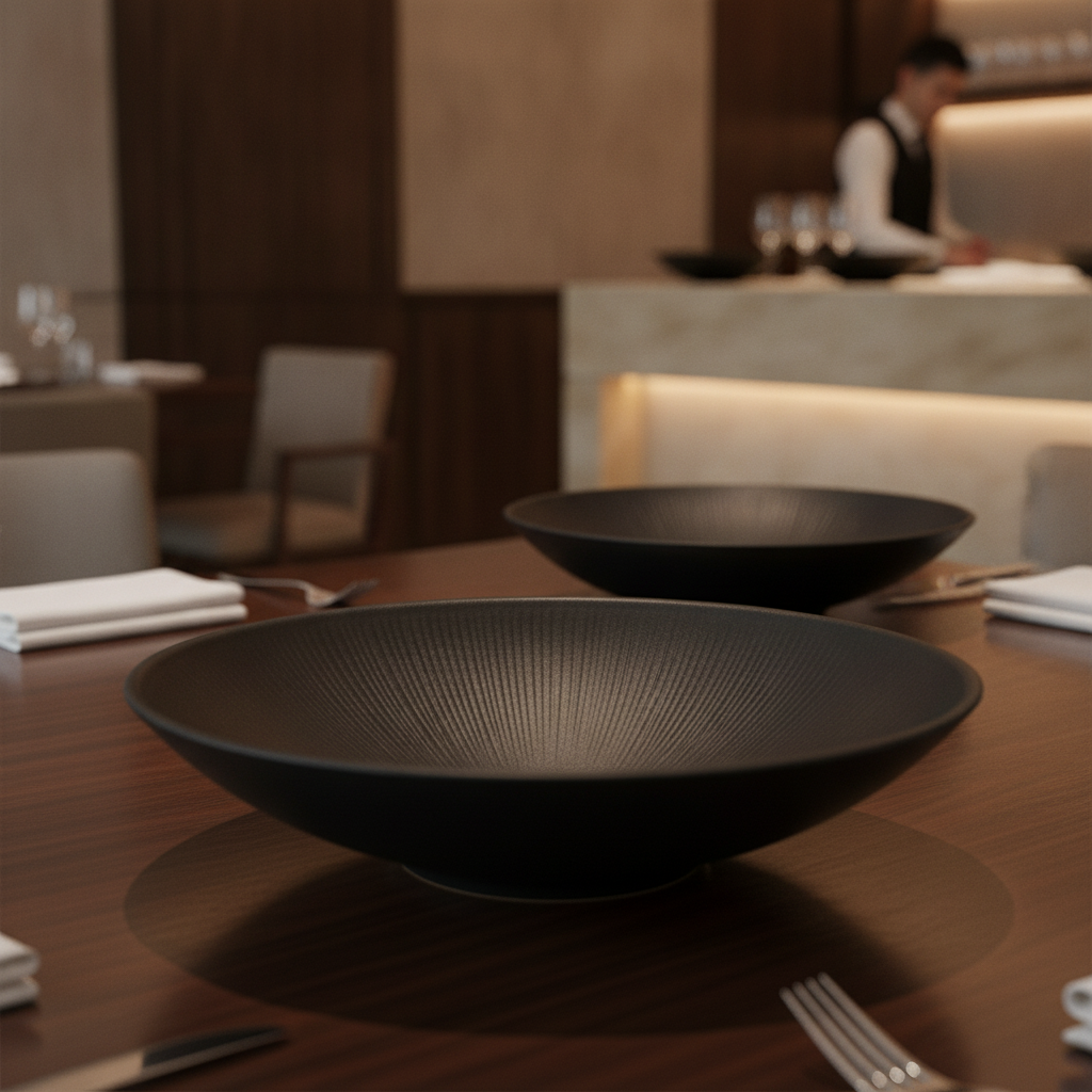 Melamine Black Bowl 300mm for Modern Table Settings