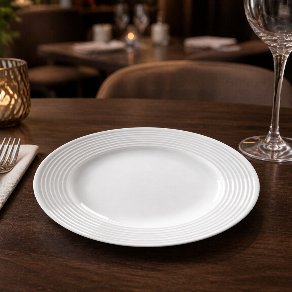Wide Rimmed Plates 165mm Porcelain for Professional Catering (Pack of 12)