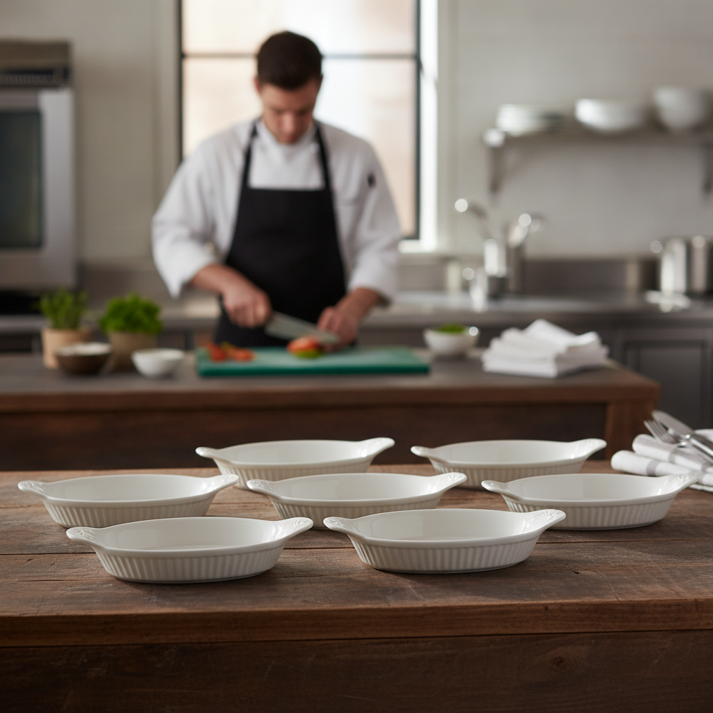 Porcelain Oval Eared Dishes 1.179L for Catering Use (Pack of 6)