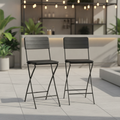 Black Wood-Effect Folding Bar Chairs 1147mm for Indoor & Outdoor Use (Pack of 2)